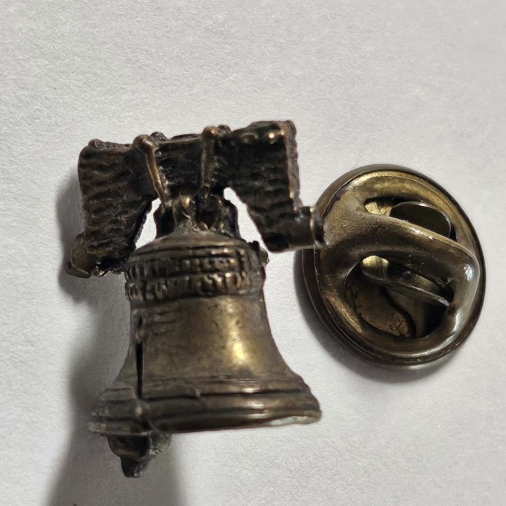 Liberty Bell Vintage Lapel Pin Freedom Symbol Cracked Bell  .75" X .5"